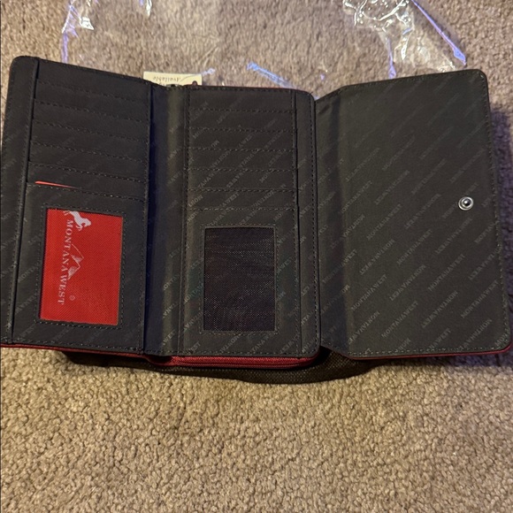 Montana West Red Embroidered Wallet - Picture 2 of 3